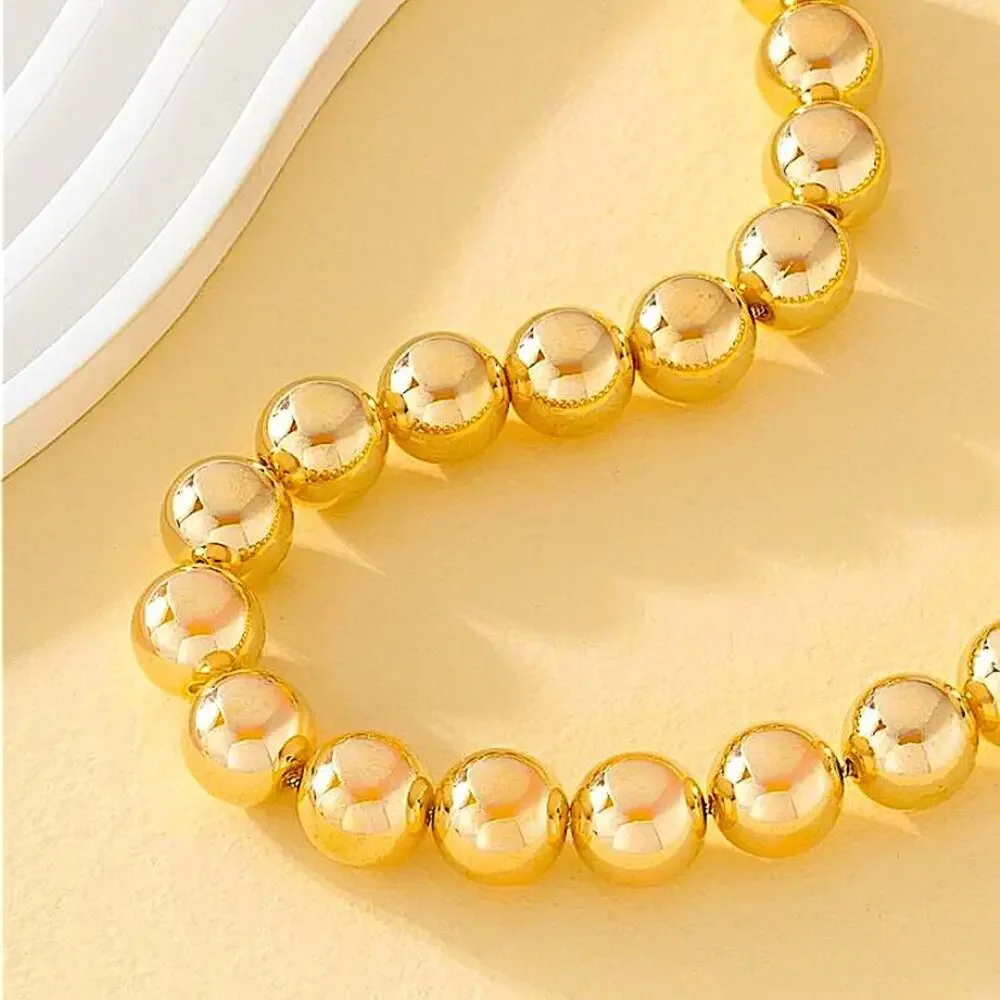 Gold Beaded Ball Necklace - Picture 2 of 4